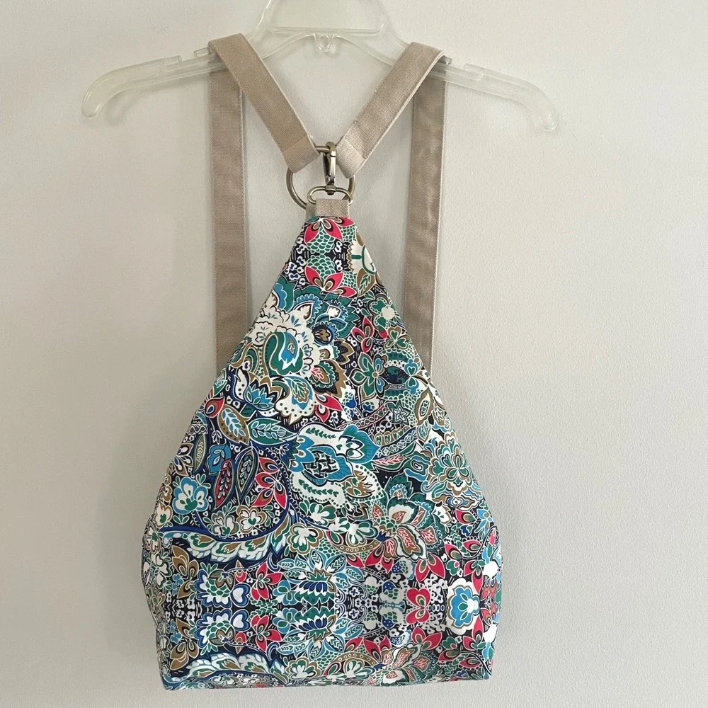 Black Butterfly‎ Paisley Canvas Teardrop Backpack Sling Bag Adjustable Straps
